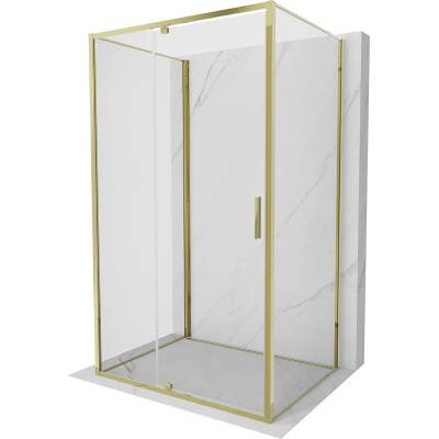 Mexen Exo-3S 3-стенна душ кабина с отваряеми врати 130 x 80 см, прозрачна, златна (819-130-080-50-00-3S)