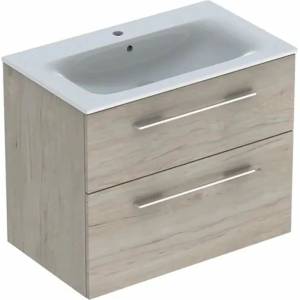 Geberit Комплект висящ шкаф и мивка Geberit Selnova, светъл орех, 2 чекмеджета, 80 см (501.243.00.1)