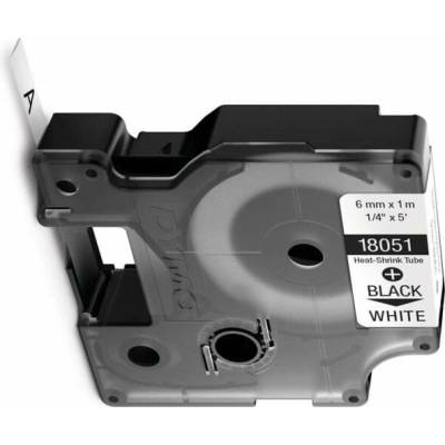 Dymo Rhino IND ORIGINAL teplem smrštitelná bužírka 6 mm x 15 m černá na bílé etiketa smršťovací bužírka