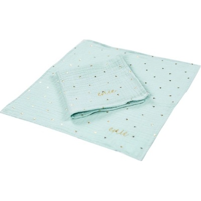 enie baby Mušelínové 30x30cm khaki se zlatými puntíky 2 ks