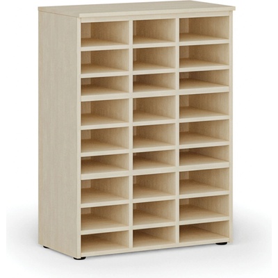 PRIMO Třídící regál WOOD, 800 x 420 x 1087 mm, 27 přihrádek, bříza