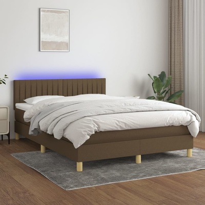Petrashop 3133880 boxspring postel s matrací a LED tmavě hnědá textil