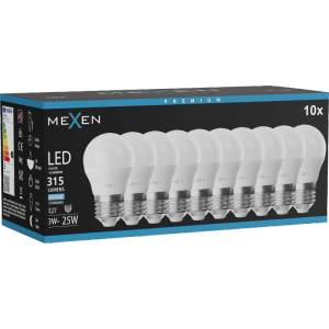Mexen Nova 10x LED крушка E27, G45, 3W, Студена - 6500K, 315 lm - L101-E27-0365-01x10 (L101-E27-0365-01x10)
