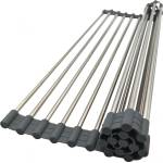Kinghoff Постелка за сушене на съдове Kinghoff KH 1903, 45х32 см, Устойчива на корозия, Силиконви краища, Неплъзгаща се, Сгъваема, Инокс/сив (9999KH1903) - topmall