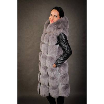Dámska kožušinová vesta GILET3 light grey