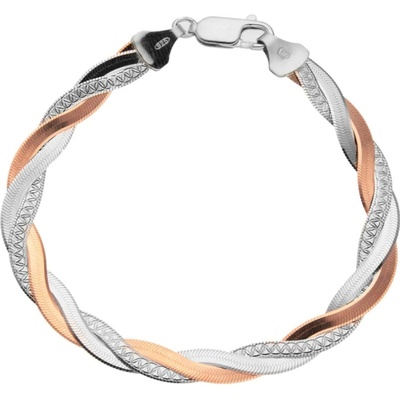Bealio 04983 stříbrný náramek PLETENÝ 6 mm BICOLOR 19 cm 03-04983-1318