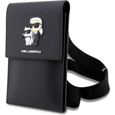 Karl Lagerfeld Saffiano Metal Logo NFT Wallet Phone Bag Black – Zboží Živě