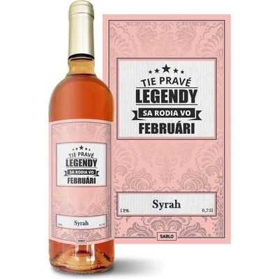 Sablio Tie pravé legendy sa rodia vo februári Syrah ružové suché víno 12 % 0,75 l (čistá fľaša)