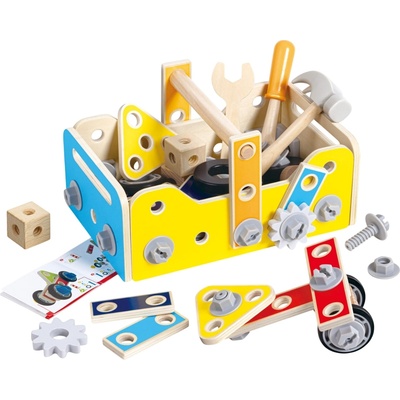 HaPe International Дървен игрален комплект Hape - Кутия с инструменти, 83 части (H3220)