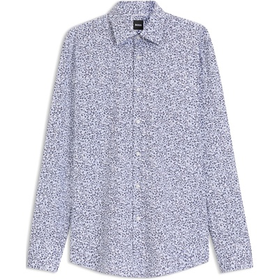 HUGO BOSS Риза с дълъг ръкав Boss Men's Floral Print Stretch Cotton Long Sleeve Slim Fit Shirt - Pastel Blue 450