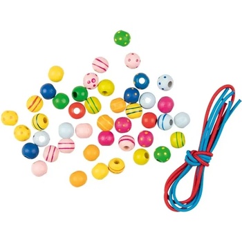 Goki Комплект дървени цветни мъниста Goki (60945)