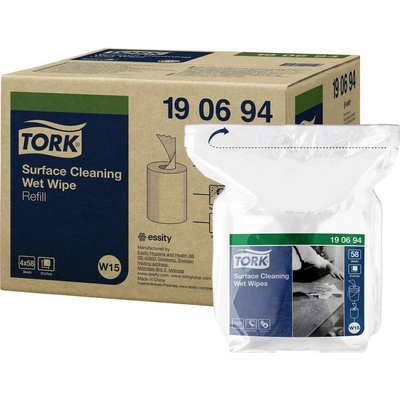 TORK 190694 Vlhčené utěrky na povrchy v roli náplň 4 x 15,66 m, netkané, 27 x 27 cm