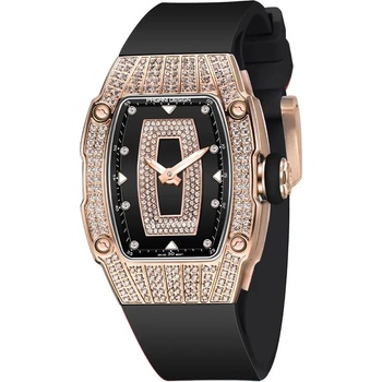 Pagani Дамски часовник Pagani Design Envie с кристали, Черен / Розово злато (PD-YS013-ROSEG-BLACK)