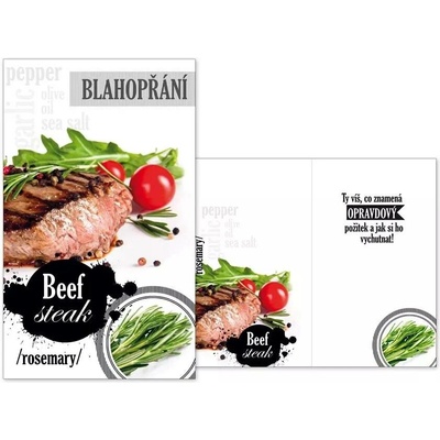 Přání srdečné pro muže Beef steak