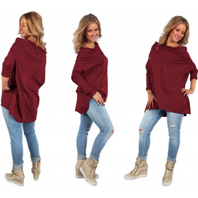 Fashionweek Bavlněná halenka asymetrická oversized MF30/M295 Vínově