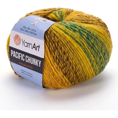 Yarn Art příze Pacific Chunky 305 žlutá, hořčicová, hnědá, zelená