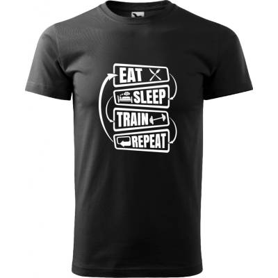 Lovero pánské tričko EAT SLEEP Train REPEAT bílá
