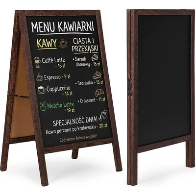 ModernHome TH-CBS Drevená tabuľa s kriedovou doskou 83 x 50 cm obojstranná