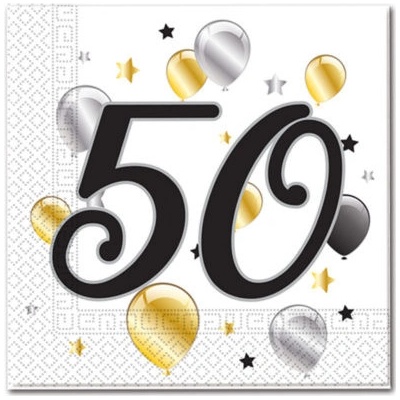 Procos servítky s číslom 50 milestone 33x33cm 20ks