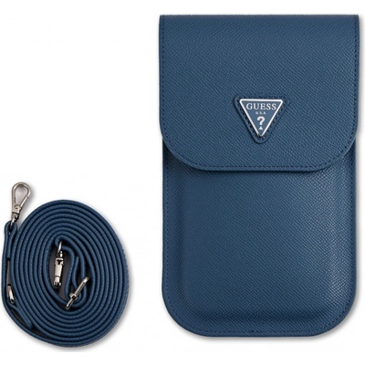 Guess PU Grained Triangle Logo Taška na Telefon Blue