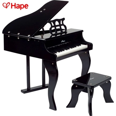 Hape - Детско дървено пиано със стол Черно H0320