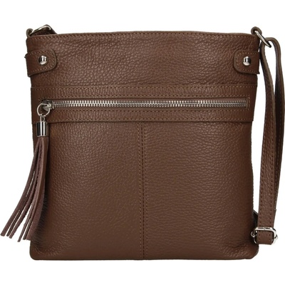 Dámská kožená crossbody kabelka Italia Laura tmavě hnědá