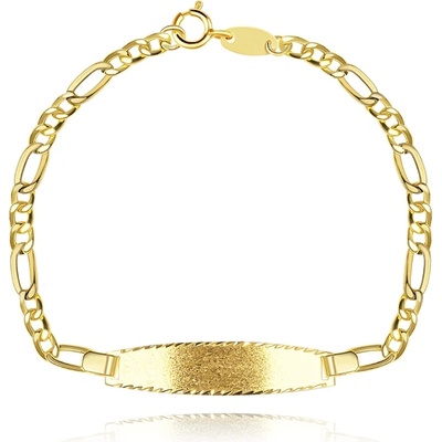 Šperky Eshop zlatý s matnou destičkou řetízek se vzorem Figaro S3GG204.24