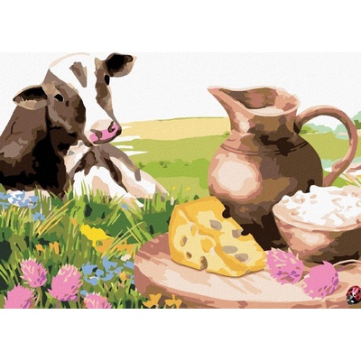 Malování podle čísel Kráva a její piknik