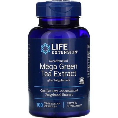 Life Extension Decaffeinated Mega Green Tea Extract (екстракт от зелен чай без кофеин), декофеинизиран екстракт от зелен чай, 100 растителни капсули