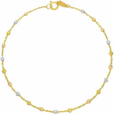 Silvego Zlatý náramek Anker Roma s kuličkami z bílého, žlutého a růžového zlata 0,8 mm FNN1034BGYWR