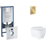 GROHE Rapid SLX - Комплект за предстенна инсталация, тоалетна седалка, седалка SoftClose и бутон Arena Cosmopolitan S, четка Cool Sunrise SANI11BB4119 (SANI11BB4119)
