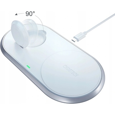 AppleMix 2v1 bezdrátová nabíječka / podložka Qi CHOETECH pro Apple iPhone / Apple Watch - MFi certifikovaná - bílá – Hledejceny.cz