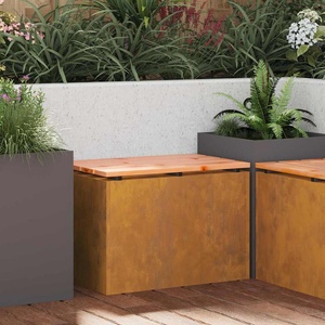 vidaXL Градинска пейка 1 -Seater 60 x 40 x 43 см Патинираща стомана (874897)