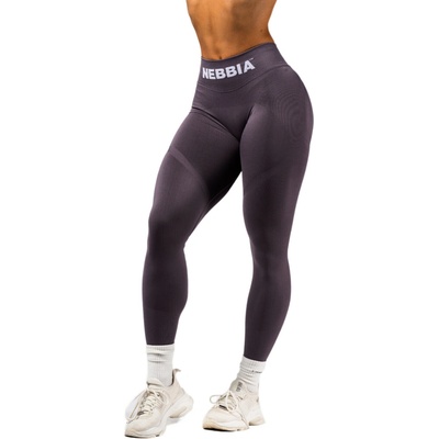 NEBBIA Bezešvé extra push-up legíny s vysokým pasem FLOW SEAMLESS 496 DARK GREY