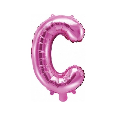 PartyDeco Fóliový balón Mini Písmeno C 35 cm ružový