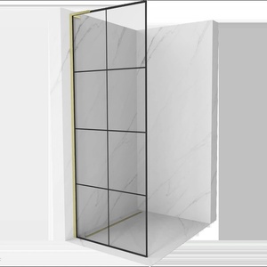 Mexen Kioto L душ стена Walk-in 70 x 200 см, черна решетка, злато четка - 800-070-103-55-77 (800-070-103-55-77)