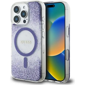 GUESS Калъф Guess HC Resin Bottom Glitter MagSafe за iPhone 16 Pro - лилав