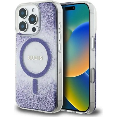 GUESS Калъф Guess HC Resin Bottom Glitter MagSafe за iPhone 16 Pro - лилав