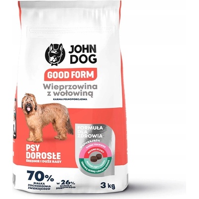 John Dog Good Form střední a velká plemena Vepřové a hovězí maso 3 kg