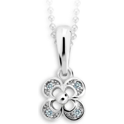 Danfil Dětský přívěsek kytičky C2200 z bílého zlata s kamínky White