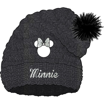 Eplusm dívčí čepice Minnie s bambulí zimní šedá