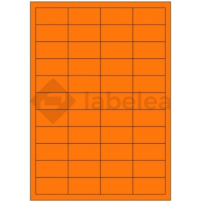 Labelea Samolepiace etikety 48,5x25,4 mm signálne farebné papierové, na hárku A4, pre laserovú tlač, Farba etikiet Signálna oranžová, Počet hárkov v balení 100 EPY048025SO044S