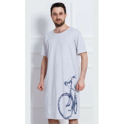 Pánská nočná košeľa krátky rukáv Bicykel šedá