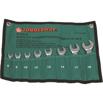 Jonnesway Sada očkoplochých klíčů, krátkých, 8 - 19 mm, 8 kusů W53108S