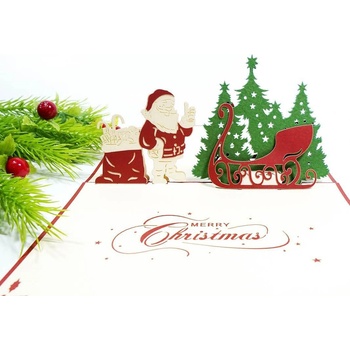 Kiriori Поздравителна картичка "Дядо Коледа с шейна