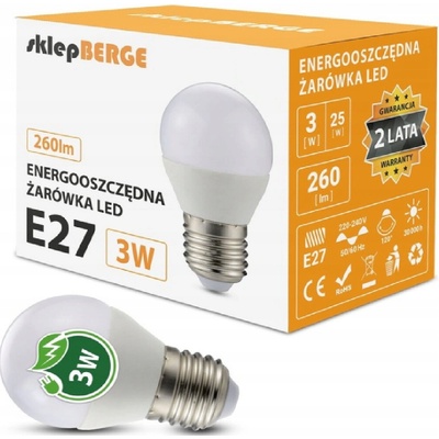 Berge LED žiarovka E27 G45 3W 250Lm koule teplá biela