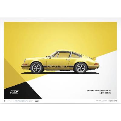 Umělecký tisk Porsche 911 RS - 1973 - Yellow, Automobilist, 30 × 21 cm