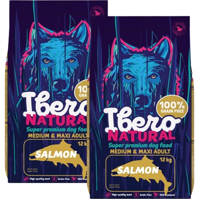 Ibero Grain-free Dog Medium & Maxi Adult Salmon 2 x 12 kg