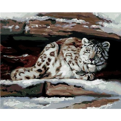 zuty Malování Podle Čísel Sněžný Leopard V Úkrytu D. Rusty Rust 40 x 50 Cm Plátno Rám