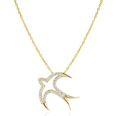 Savicki Náhrdelník lastovička žlté zlato, diamanty SAVMAYN-LBR-426